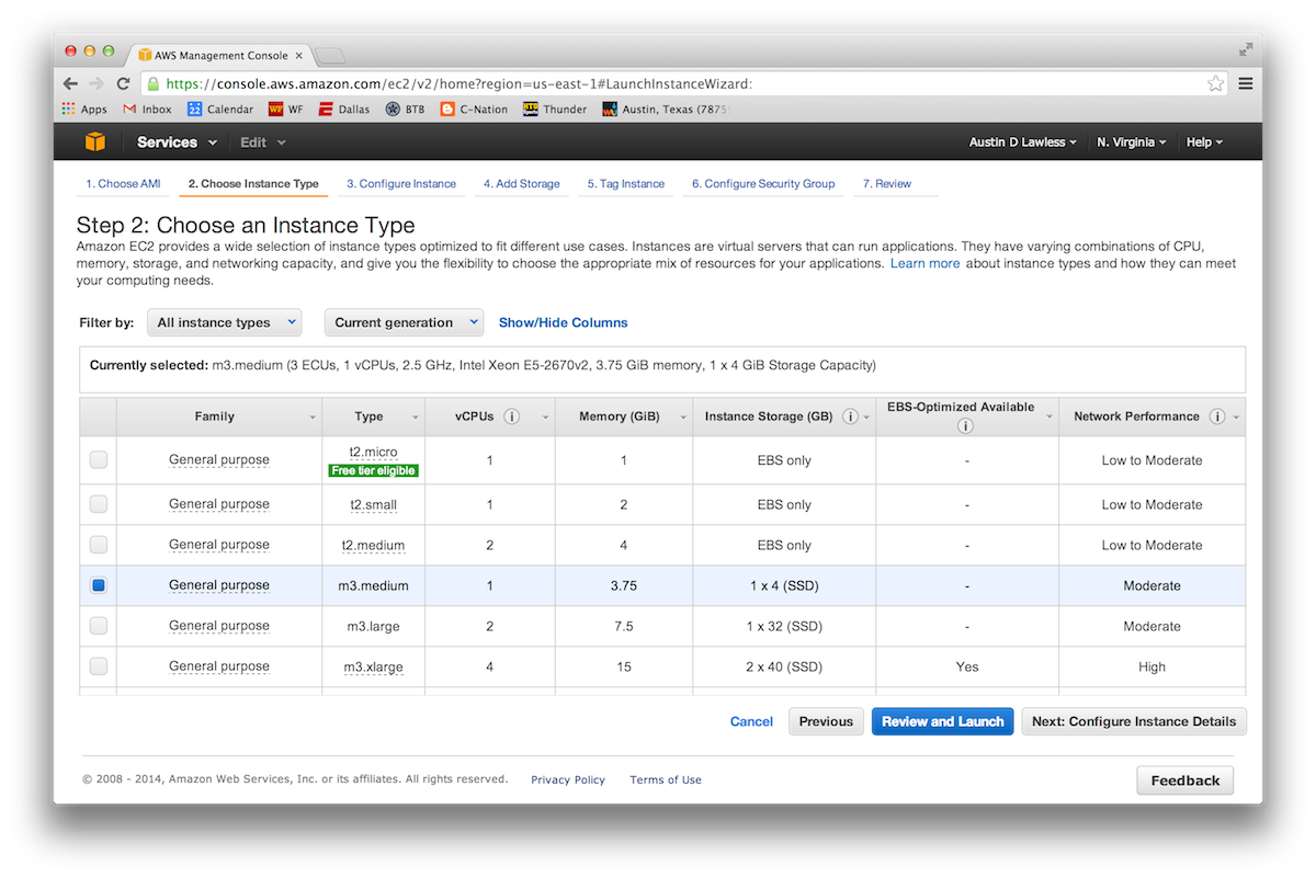 aws instance size