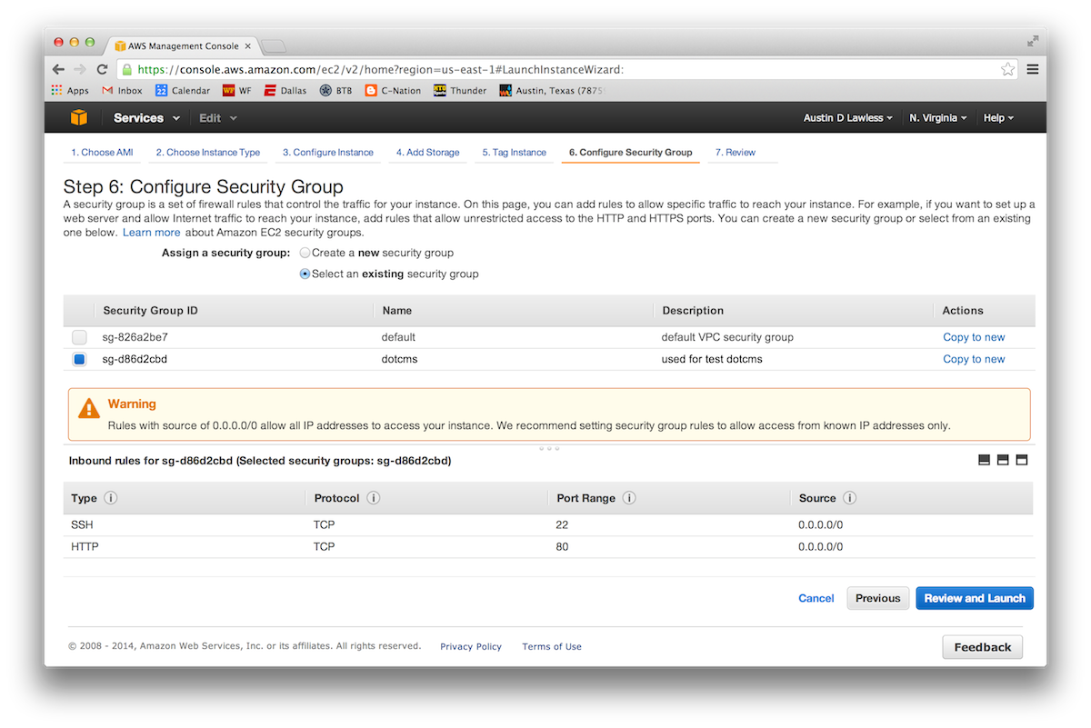 set security groups